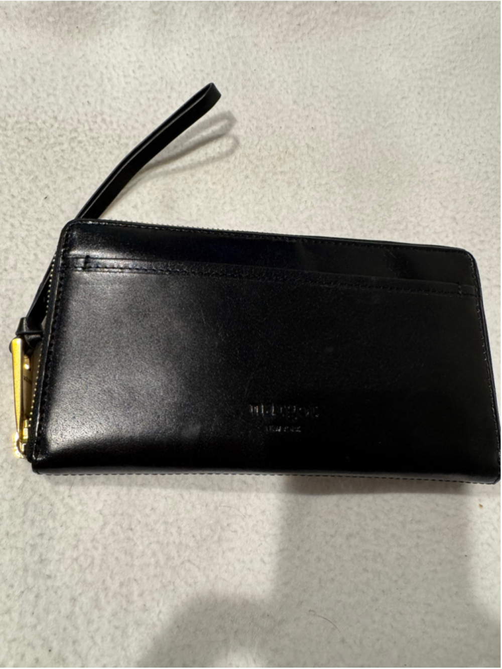Women's Margot New York Black Gold Wristlet Wallet Vegan Leather